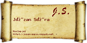 Józan Sára névjegykártya
