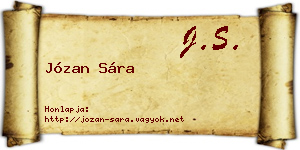 Józan Sára névjegykártya